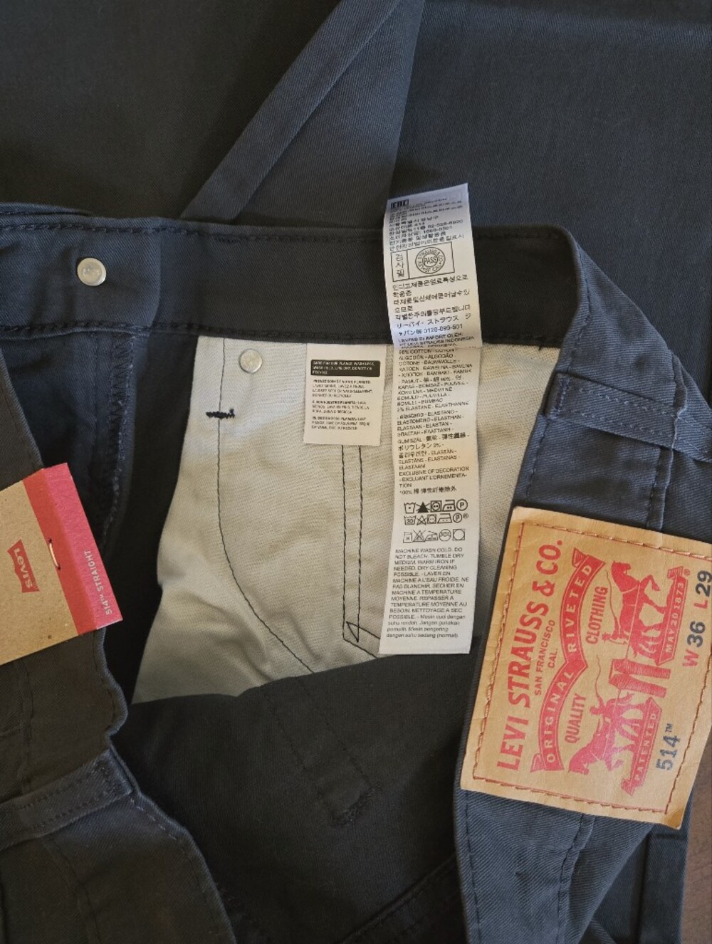 Levi's 514 Straight Fit Men Jeans 36x29 Dark Gray Stretch Pants 005141922 NWT - Picture 8 of 8